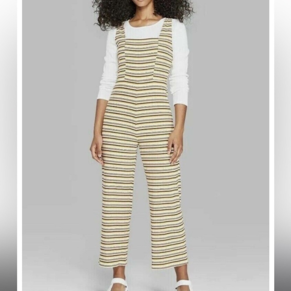 Wild Fable Stripped Yellow Jumpsuit Size XS
